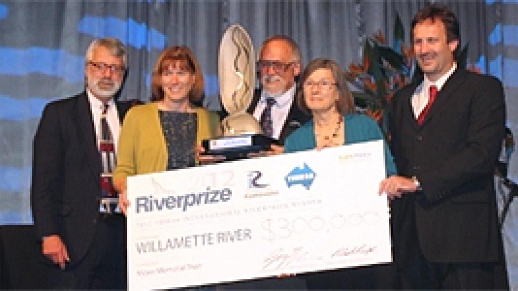 2012 Riverprize winners pose with prize check 