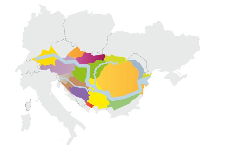 Map of Danube countries 